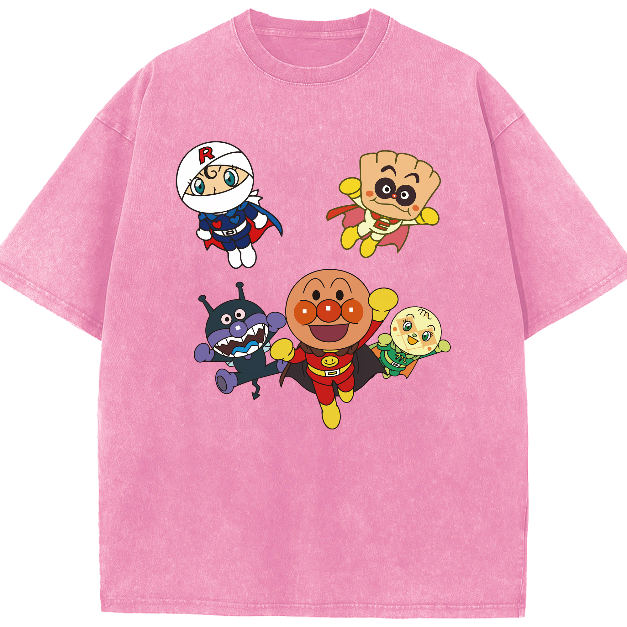 （画像用） アンパンマン Anpanman 綿100% ヴィンテージ風 半袖Tシャツ（フロントプリント）